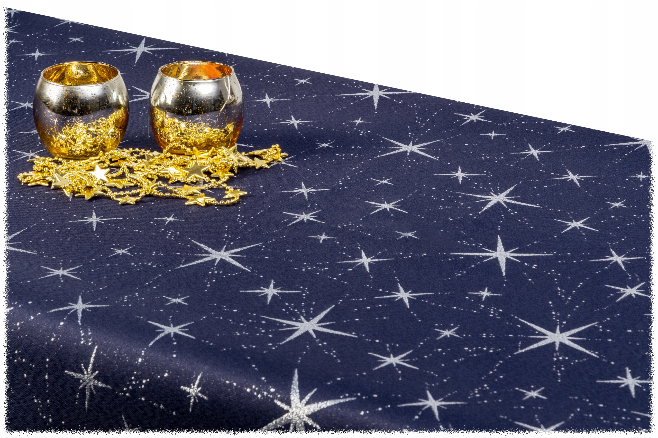 

obrus Dwustronny 140x340 Granatowy meteor Srebrny