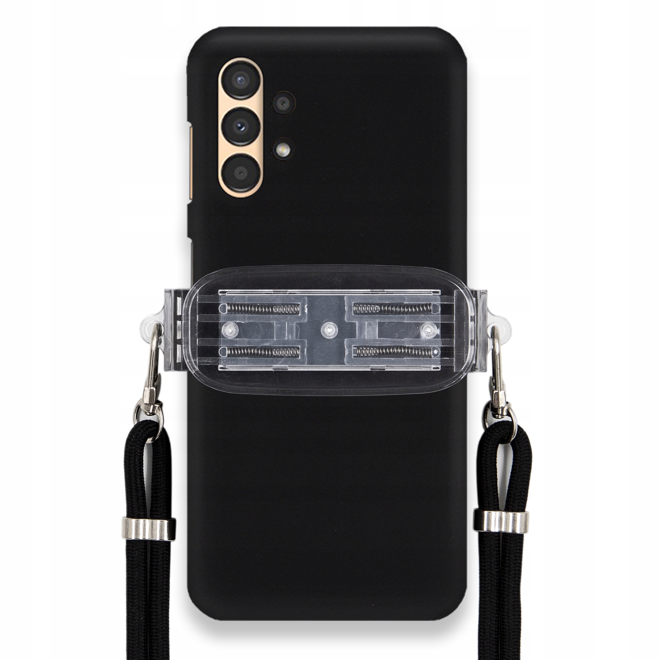 Puzdro Pre Samsung A13 4G Smooth Čierne Puzdro Univerzálny Držiak Čierna Šnúrka