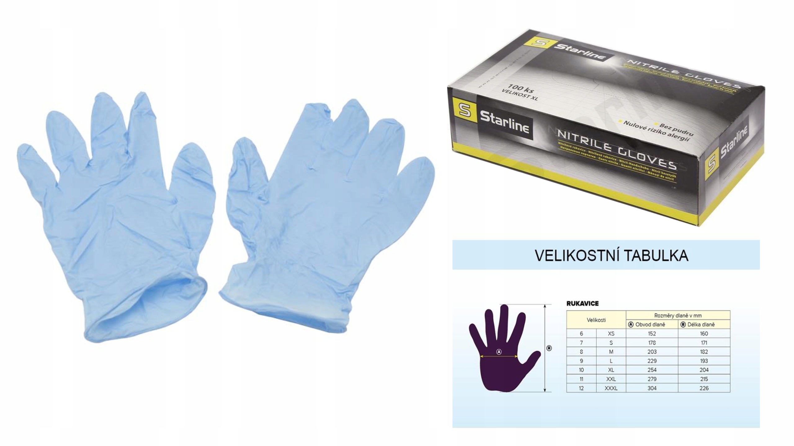 НИТРИЛОВЫЕ ПЕРЧАТКИ РАЗМЕР XL UNI 100 ШТ STARLINE