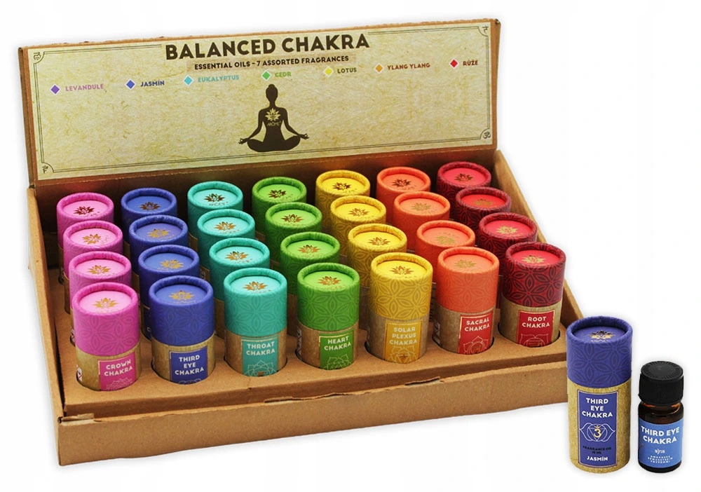 Arôme Balanced Chakra display vonných olejů 7 vůní v mixu, 28 ks