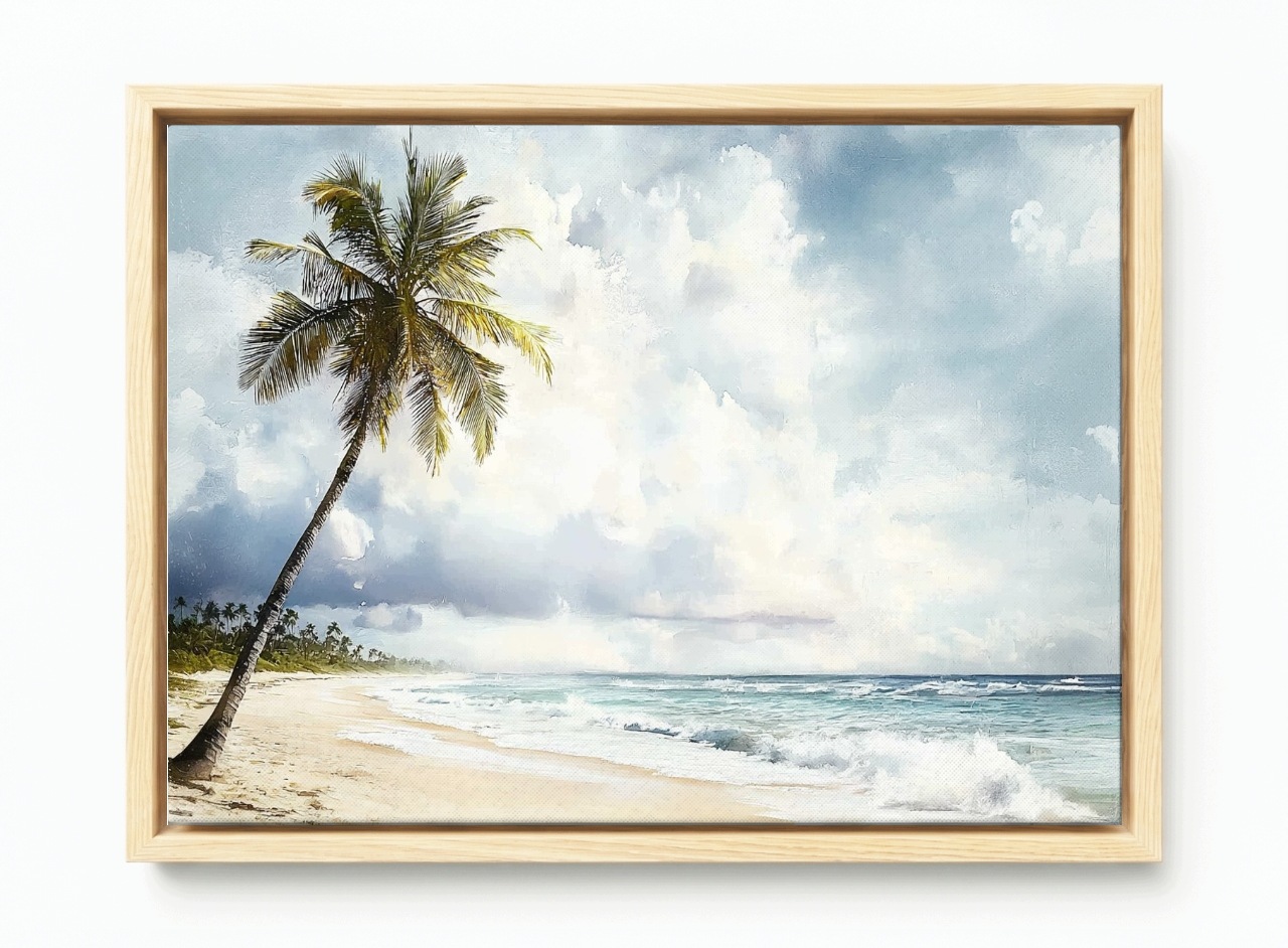 Obraz Rám Americká Krajina Palma Oceán Tropická Pláž Vlny 60x40