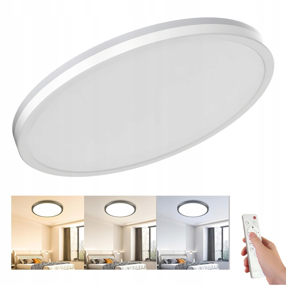 24w Plafon Biały Z Pilotem, Lampa Sufitowa 3000-6500K Z Funkcją Ściemniania