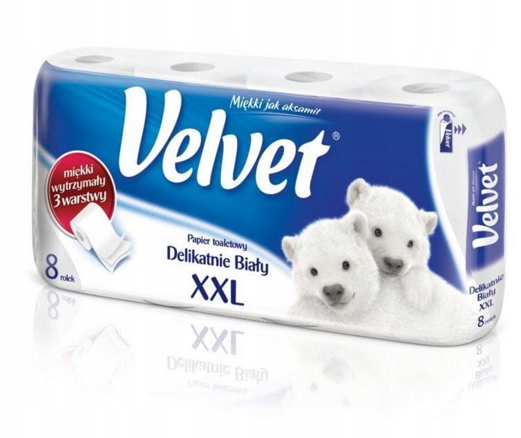 Papier toaletowy 3 warstwowy miękki biały Velvet XXL 8 szt.