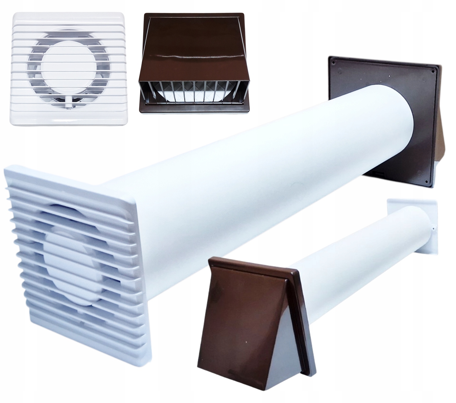 Wyciąg wentylacyjny przez ścianę 100 Wywietrznik Ścienny Wentylator Brąz