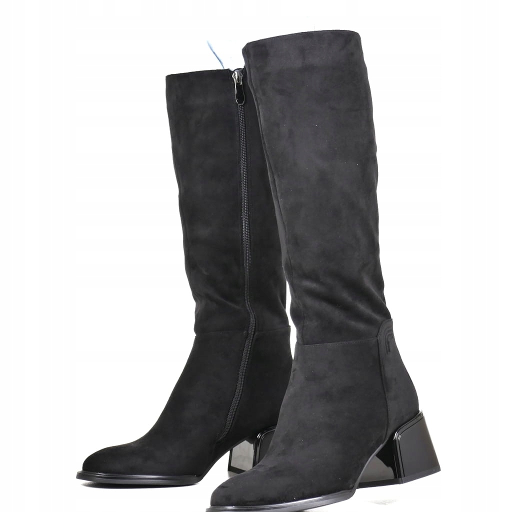 Černé Semišové Kozačky Filippo Elegantní, Stylové, Pohodlné, Stabilní, New 36