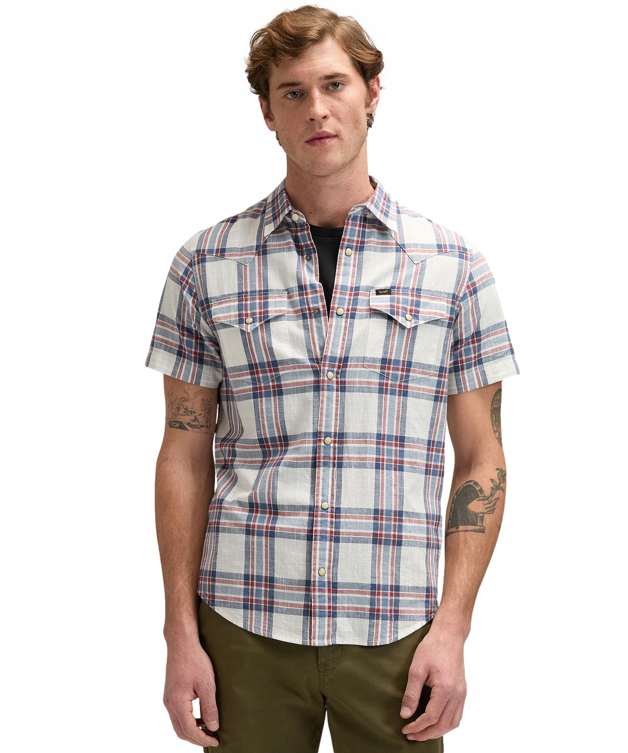 Košile Lee Ss Western Shirt 112376545 Academy Blue Plaid M