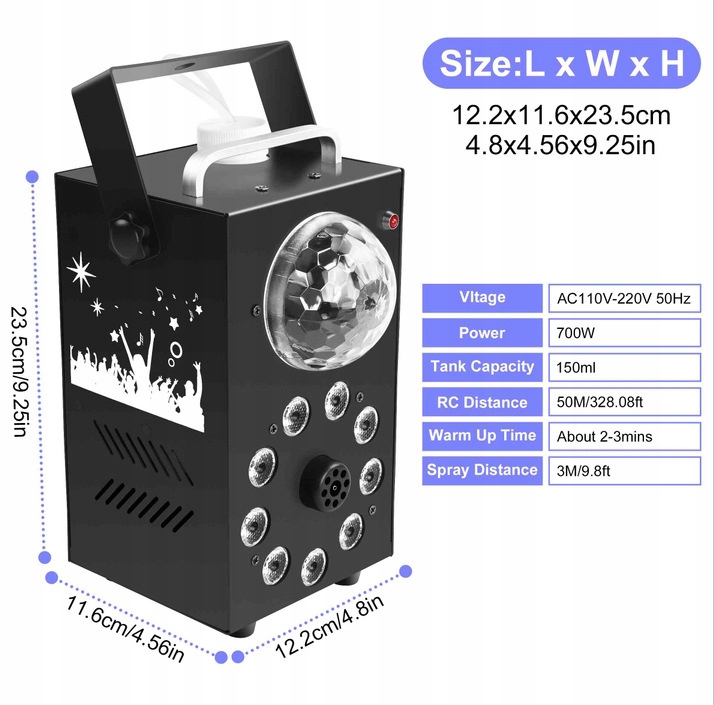 PROJEKTOR DYSKOTEKOWY KULA DISCO REFLEKTOR LED RGB Zasilanie sieciowe