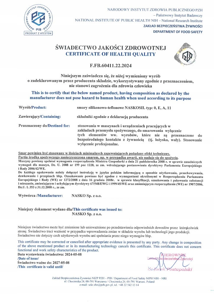 Smar Naskosil E 150g - smar silikonowo-teflonowy Producent Inny