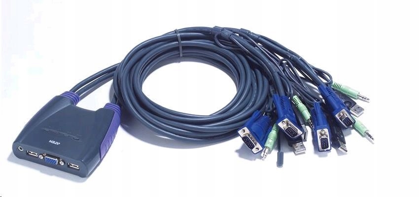 Aten Kvm prepínač 4-portový Vga Kvmp USB2.0, mini, audio, 0, 9 m káble…