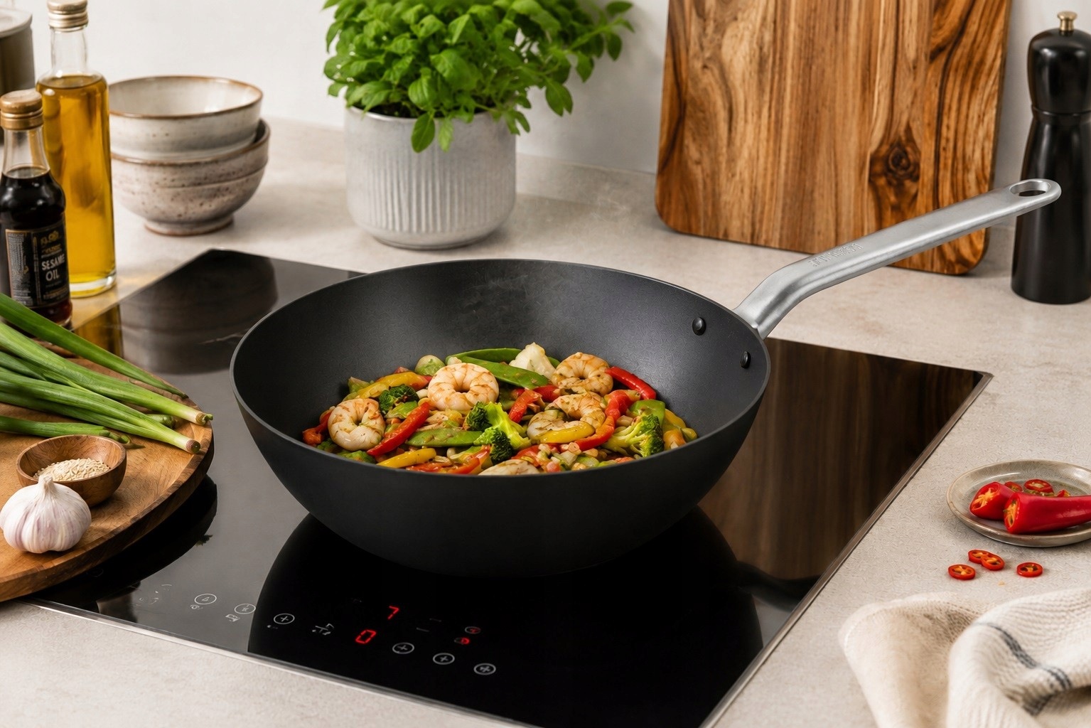 Wok Panvica oceľová 28 cm Skottsberg carbon steel 3,5 L