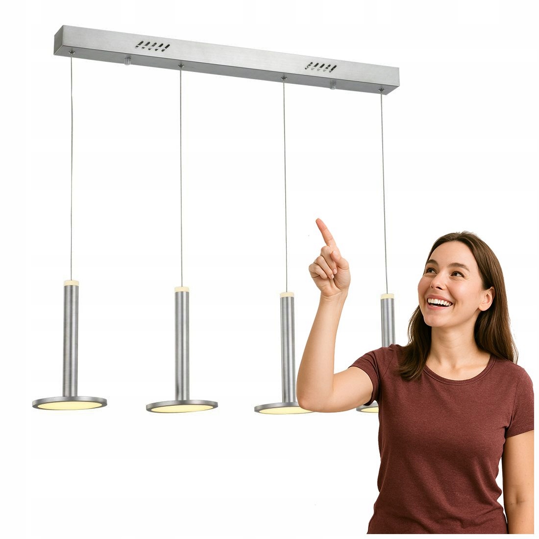 Moderní závěsná lampa Oliver, 4 Led, stříbrná Italux