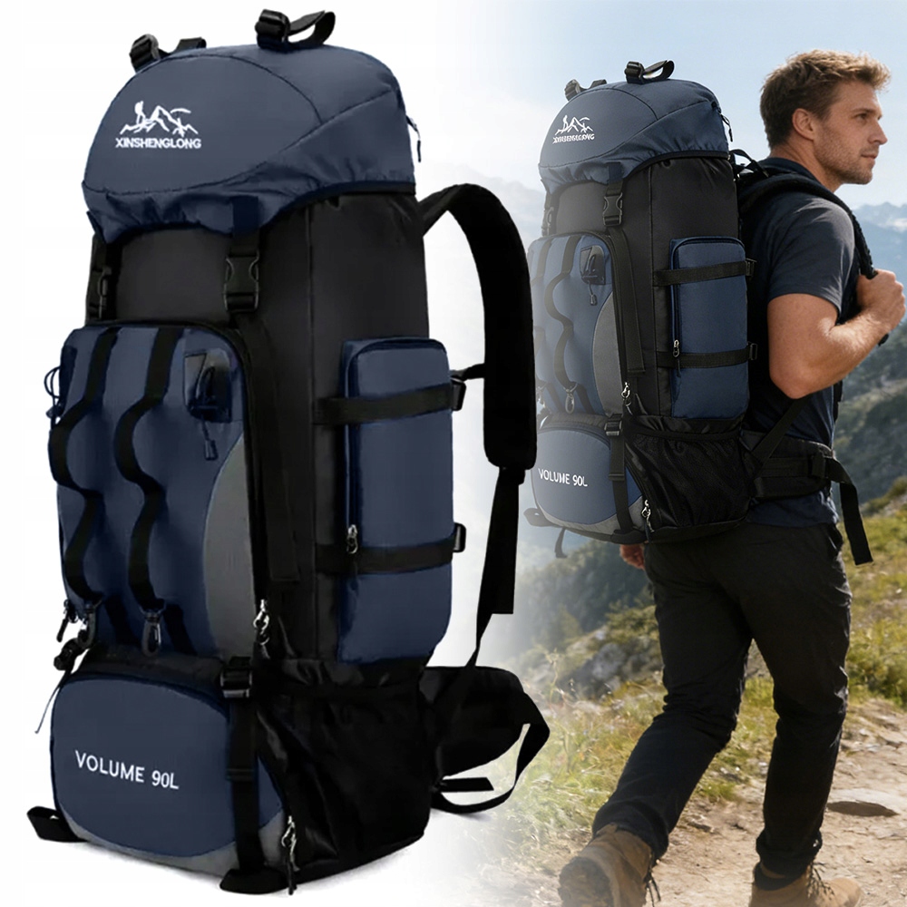 Sportowy kempingowy plecak turystyczny duży trekking 90l Mocny Trwały
