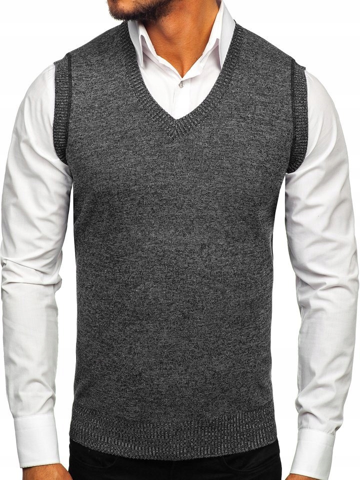 

Sweter Kamizelka Męska Czarna 8121 Denley_m