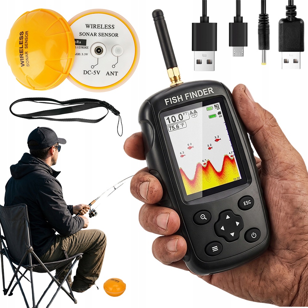 Echosonda Fish Finder Sonar Wykrywacz Ryb Echosonda Bezprzewodowa 100M