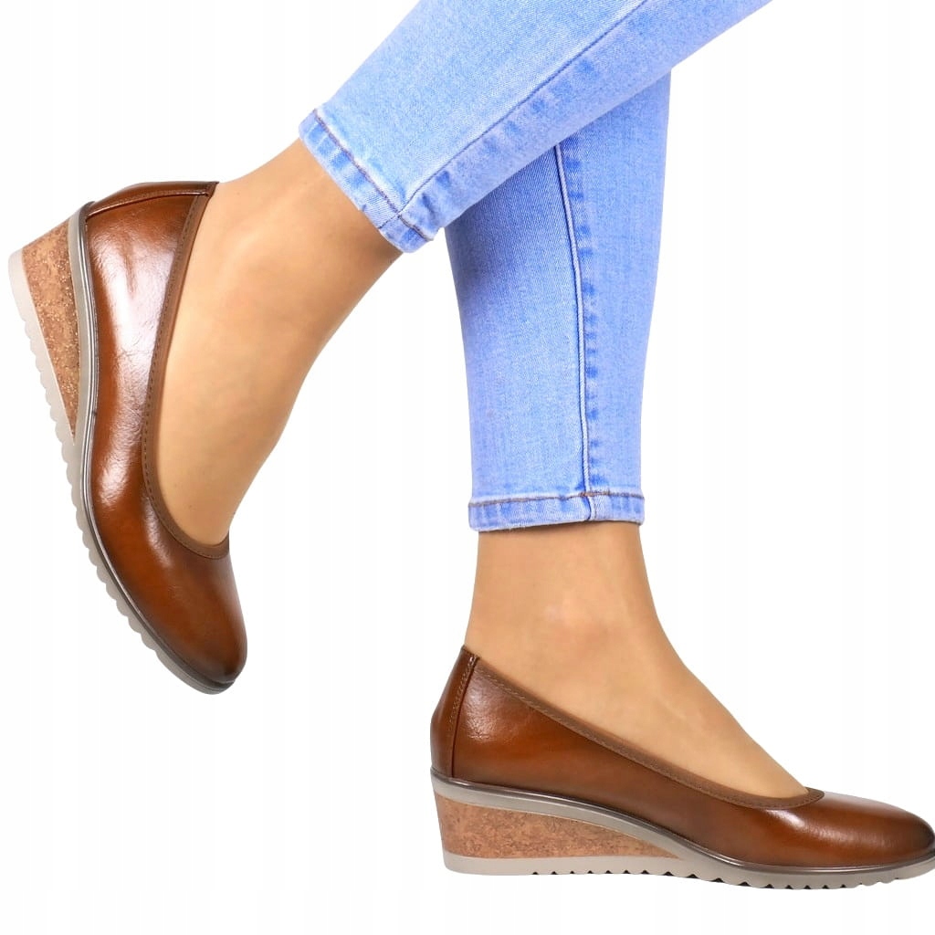 CAMEL BUTY DAMSKIE NA KOTURNIE WSUWANE LEKKIE WYGODNE MOKASYNY ZOBACZ BRĄZ Rozmiar 38