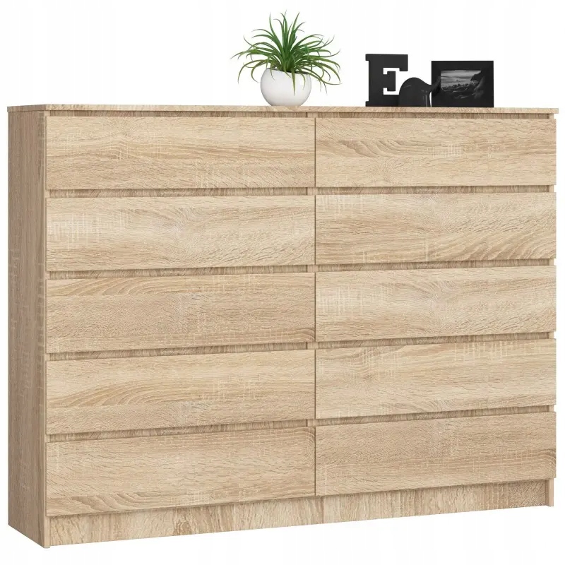 

Komoda Szafa Szafka 160cm 10 Szuflad Sonoma Duża