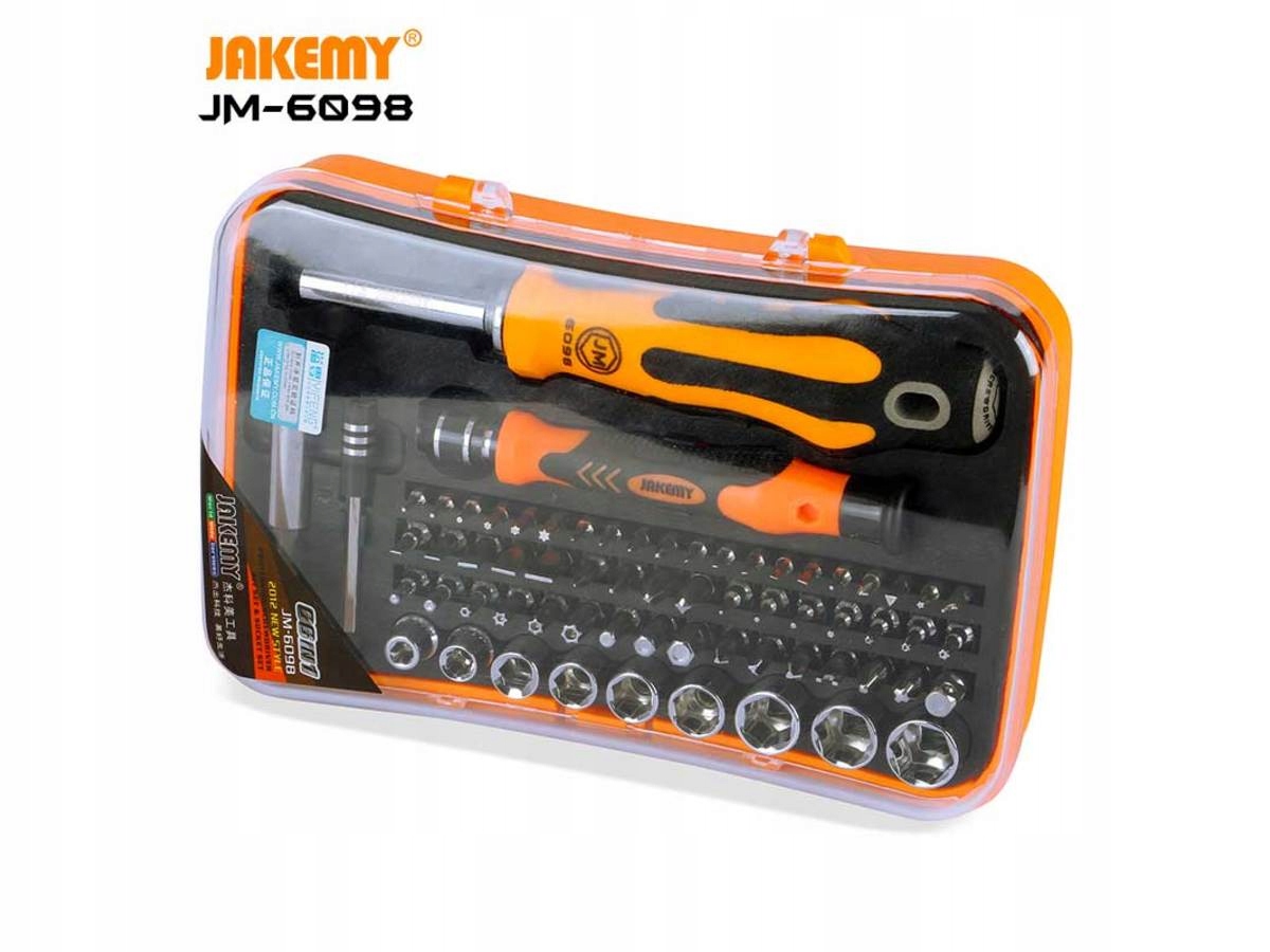 ZESTAW Narzędzi JAKEMY 66 el BITY Wkrętaki Nasadki Liczba elementów w zestawie 66 szt.