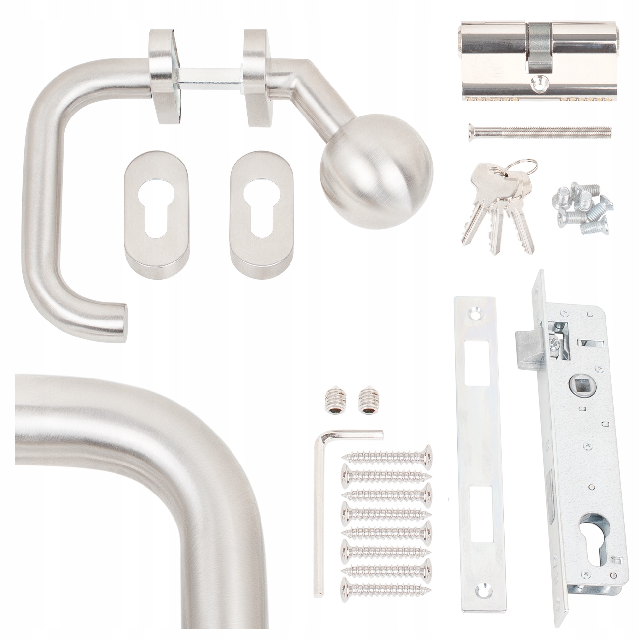 Sada Pro Bránu Inox Premium Klika-knoflík Pravý Pružinový Posilovač