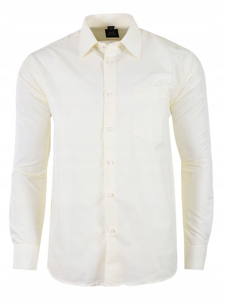 Koszula Gładka Kremowa Długi Rękaw Duża 52/53