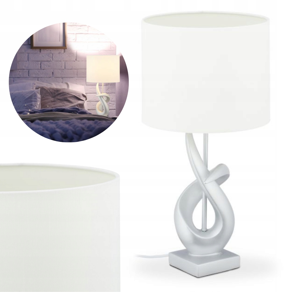 Moderní designová stolní lampa 50 cm stříbrno-bílá