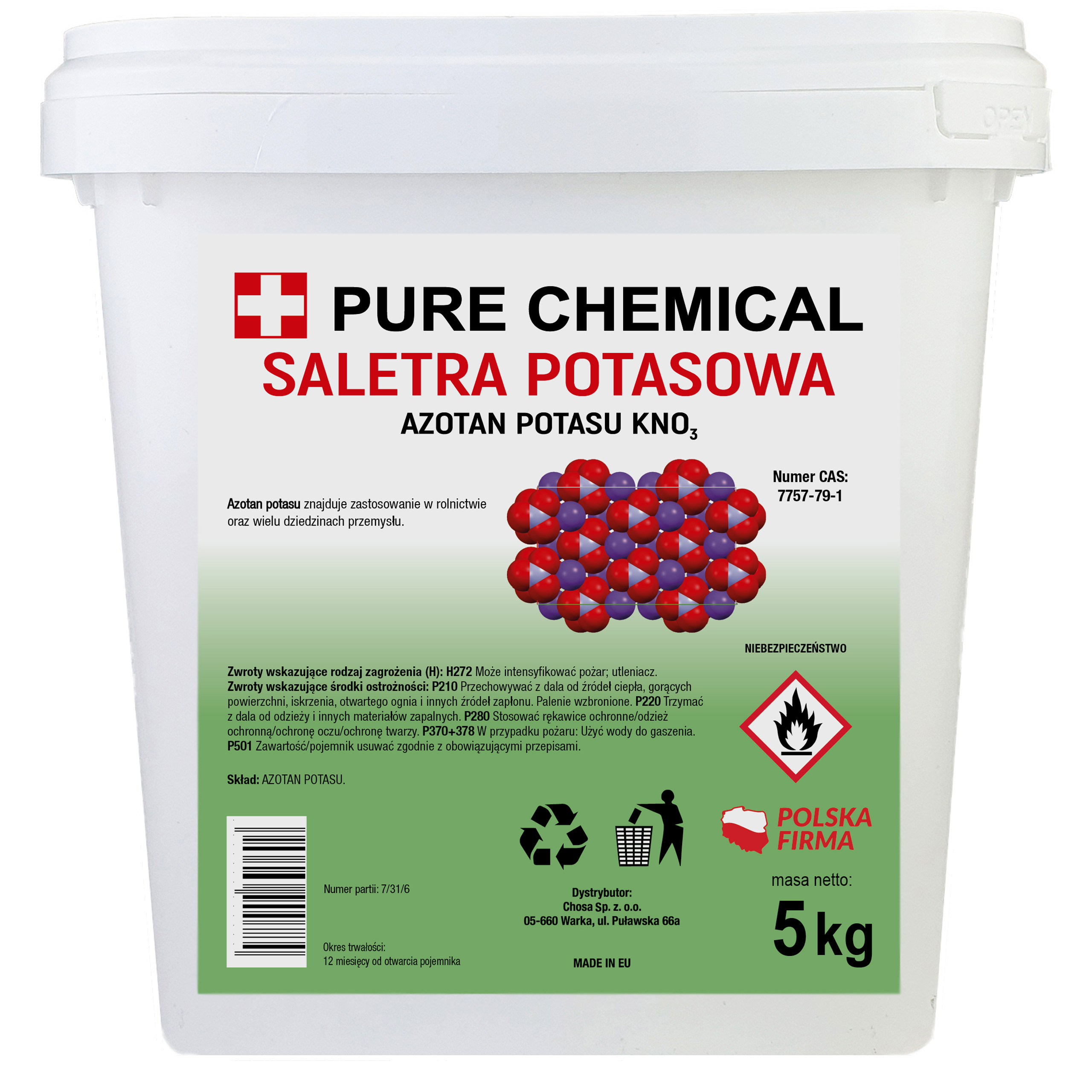 Saletra Draselná Dusičnan Draselný KNO3 Bez Přísad 99,5% 5 kg