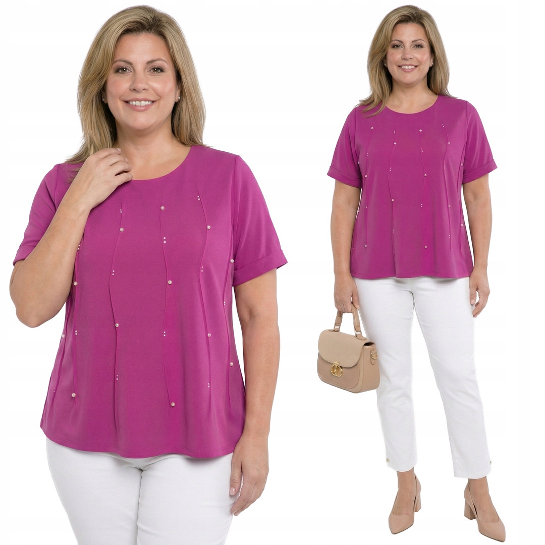 Fialová halenka s perlami plus size velikost 56/58