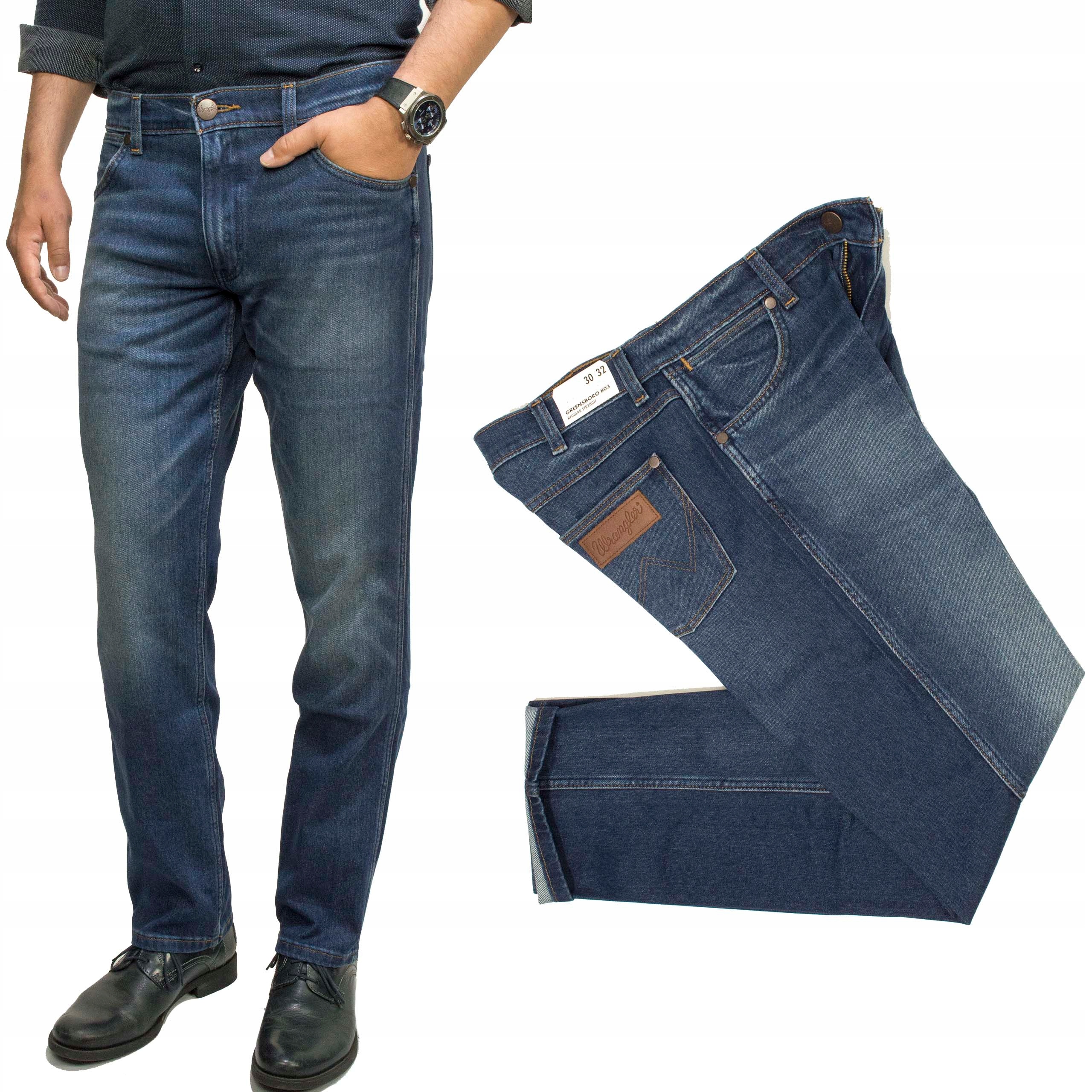 Wrangler Greensboro Denim Dusk męskie spodnie jeansy Regular W32 L34