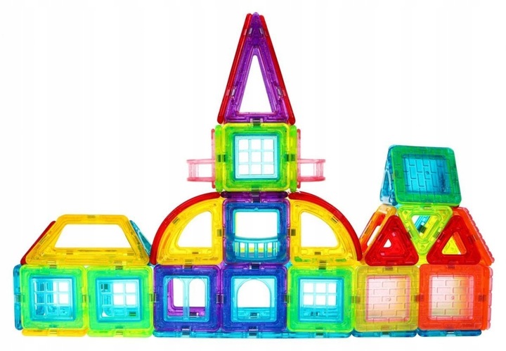 KLOCKI MAGNETYCZNE KONSTRUKCYJNE 3D ZESTAW 128 ELEMENTÓW DLA DZIECKA Stan opakowania oryginalne