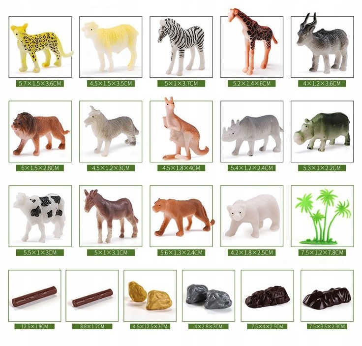 FIGURKI ZWIERZĄT DO ZABAWY SAFARI ZOO ZESTAW 58 EL. Typ figurka