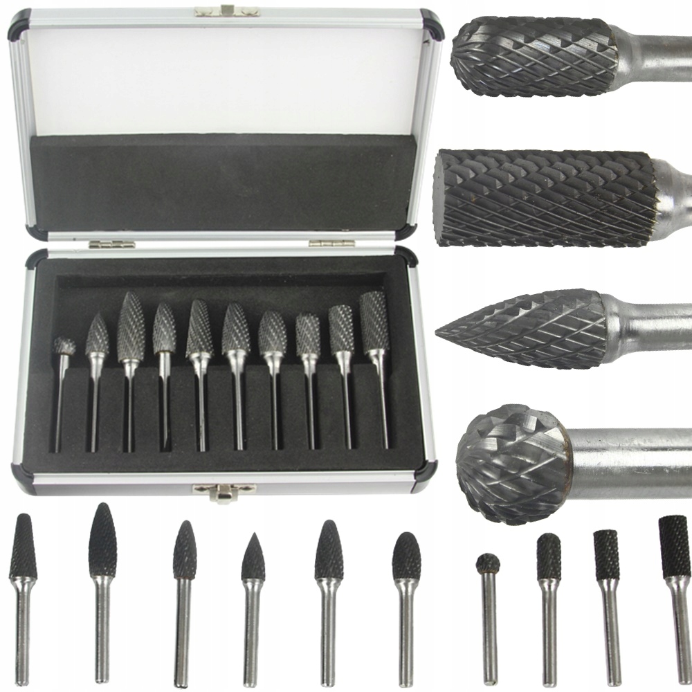 Sada Rotačních Pilníků Rotační Pilníky Frézy 10 Ks Sada Kufrů