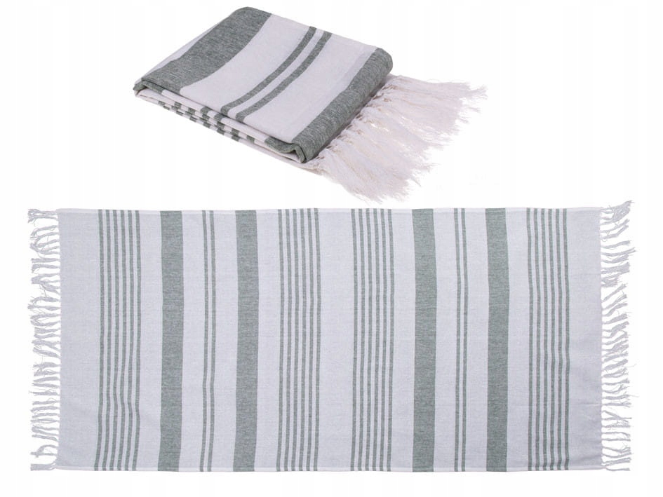 

Ręcznik turecki Hammam biało-zielony 80x170 cm
