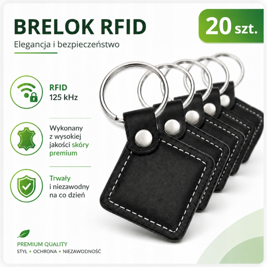 Přívěsek Na Klíče bezkontaktní Rfid 125kHz Unique EM4100 20 ks kožený černý interkom