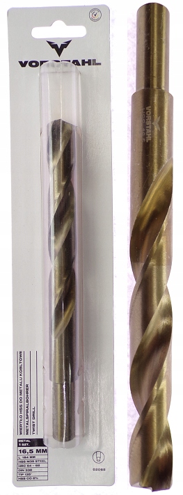 Vrták Do Kovu 16,5 MM Kobaltový Hss-e HSS-Co Zatočený Podtočený Inox