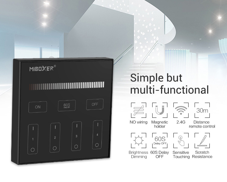 STEROWNIK LED PANEL NAŚCIENNY PILOT B1 CZARNY DO LED MONO MiLIGHT MiBOXER Waga produktu z opakowaniem jednostkowym 0.3 kg