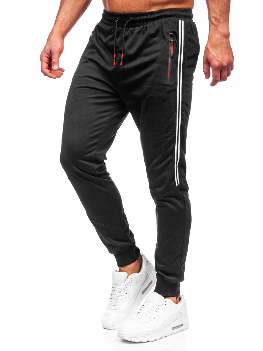 

Spodnie Dresowe Męskie Czarne K10338 Denley_xl