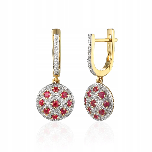 

Złote Kolczyki z Rubinem i Diamentami Próba 585