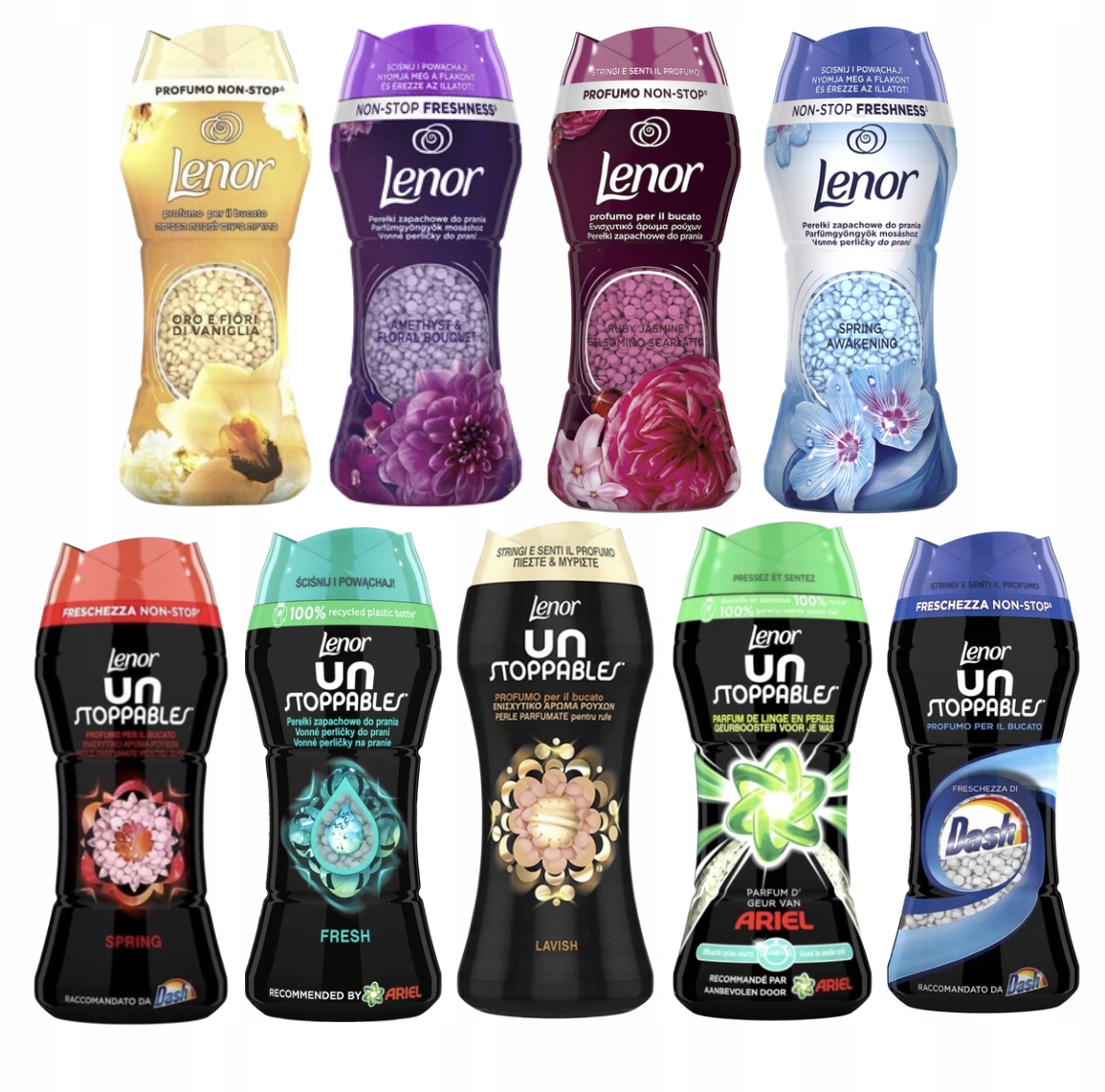 Levně Sada Perliček Lenor XXL Všechny Vůně 9 Kusů 210 G