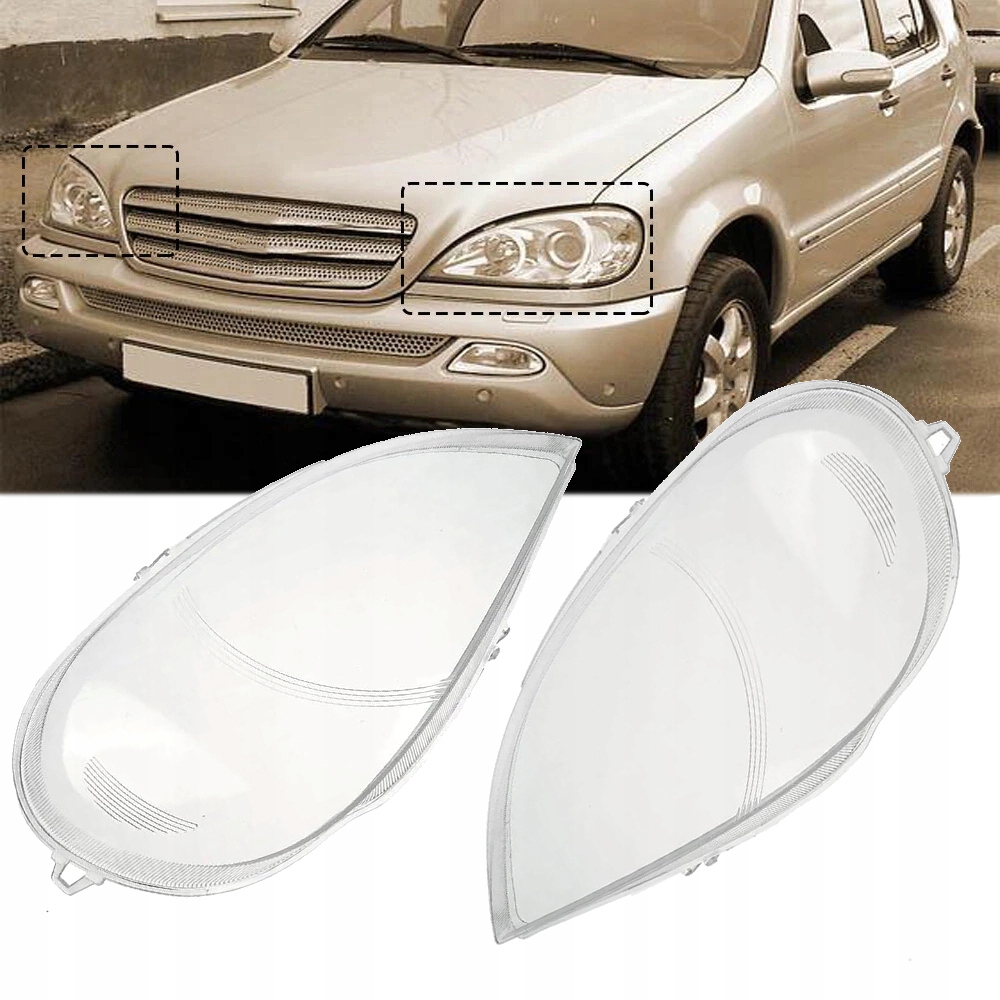 Mercedes-Benz ML W163 Kloše Předních Světel Světlometů Komplet Uv Povlak