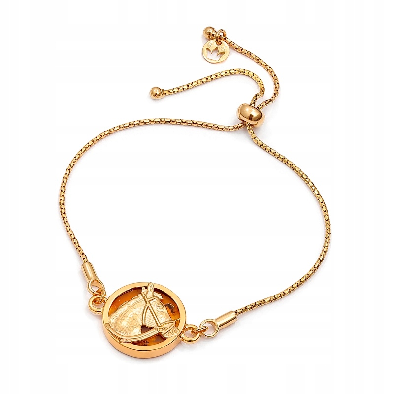 Kůň Zlatý Náramek S Jantarem Stříbro Pozlacený