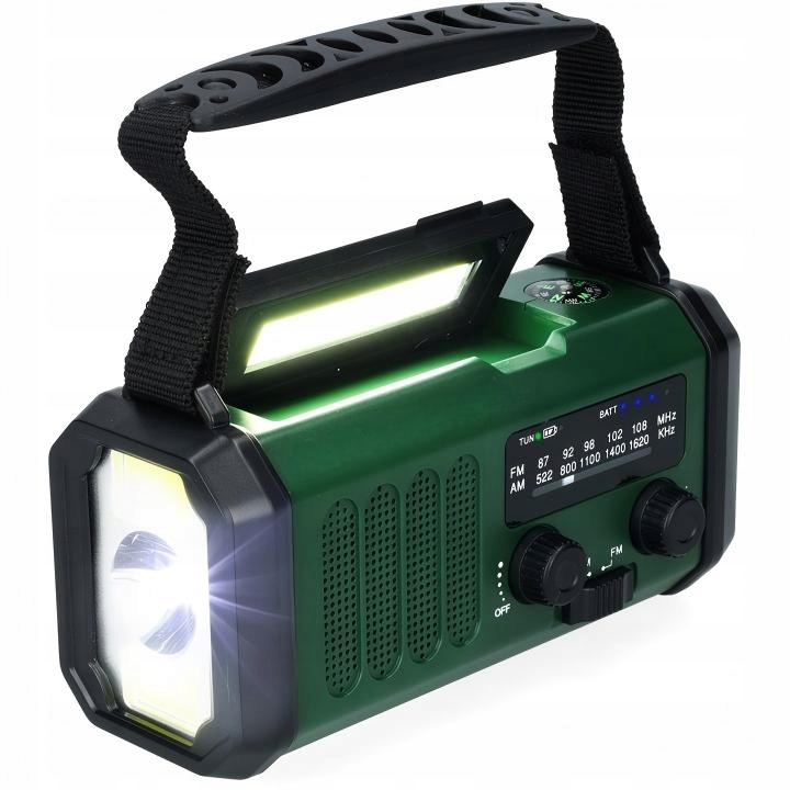 Přenosné solární rádio s nouzovou lampičkou AlarmSOS 10000 mAh Zelená