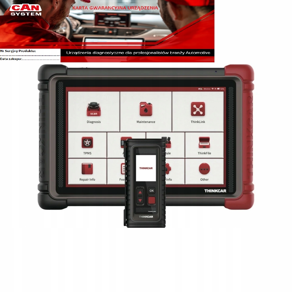 ThinkCar thinktool Euro 195 nový model 9 palců 24 měsíců 2025 Polská Distribuce