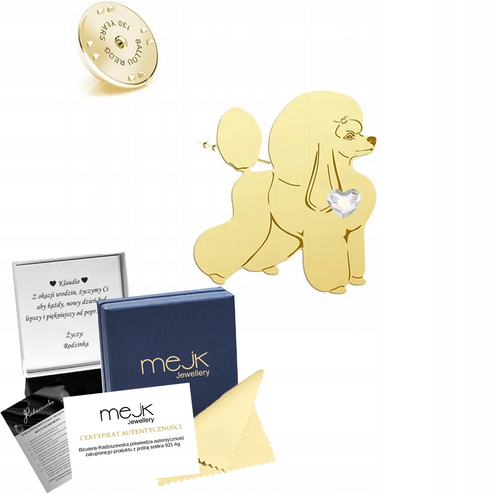 Odznak Pudl 925 Pin Dárek Šperky Dedikace Bonus