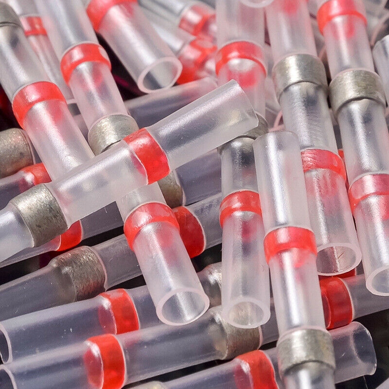 ZŁĄCZKI TERMOKURCZLIWE Z CYNĄ 100 SZT. CZERWONE