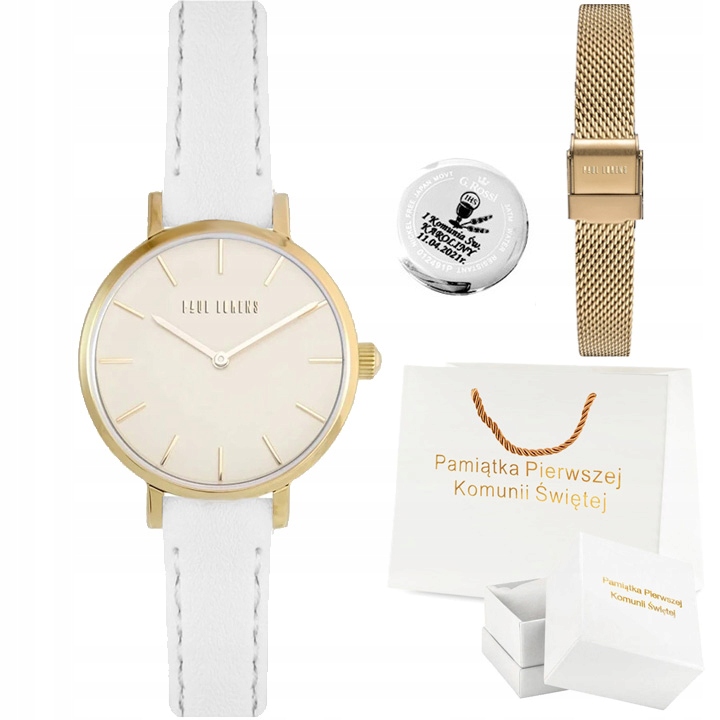 Dívčí K Prvnímu Svatému Přijímání hodinky Paul Lorens se dvěma řemínky a S Gravírováním