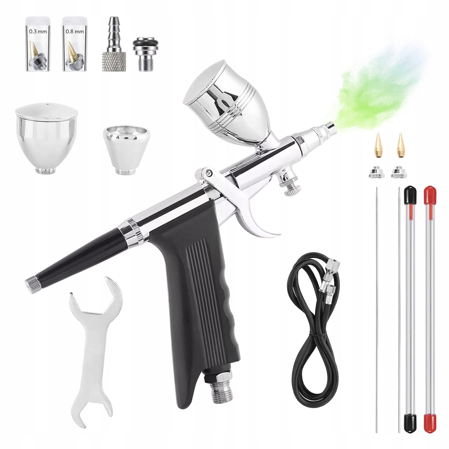 Aerografická Stříkací Pistole Na Malování Se 3 Tryskami 0,3/0,5/0,8 MM