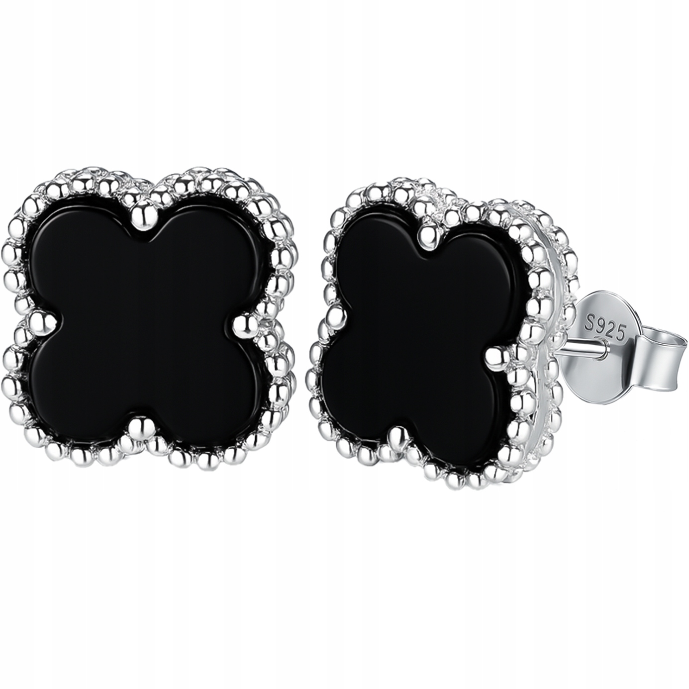 Stříbrné náušnice čtyřlístek jetel černý onyx stříbro 925 Laprii