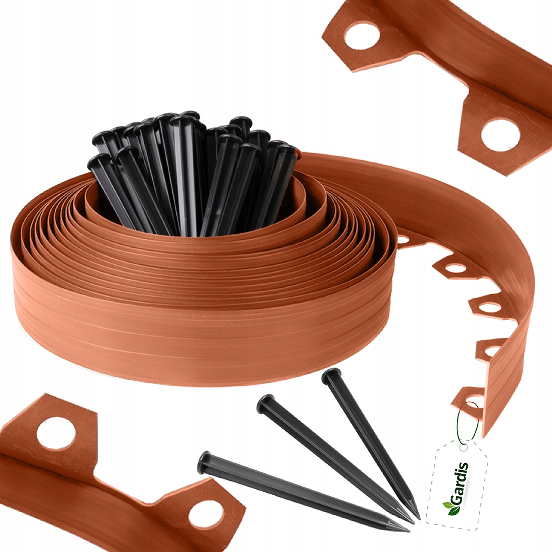 Zahradní Lem 20 m tarakota 6 cm trávníková border vysoká plast kotvy