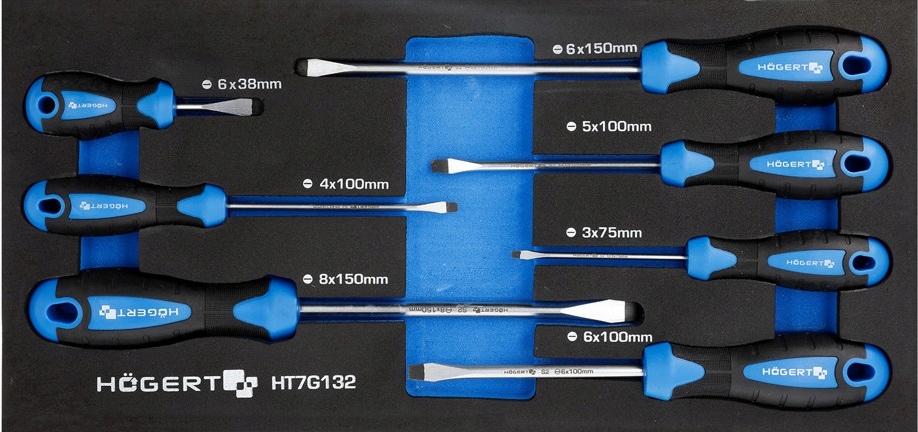 Zestaw wkrętaków płaskich 7 szt. wkład EVA HT7G132