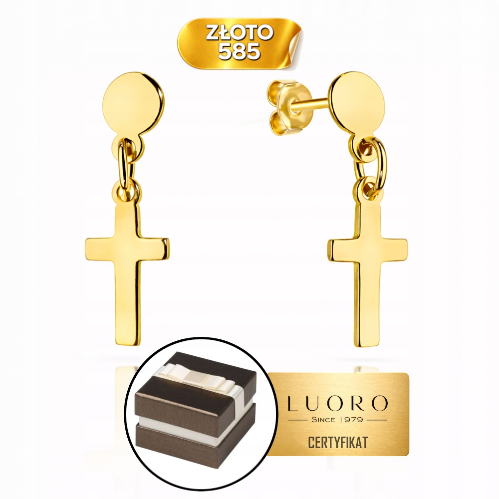 Náušnice Zlaté 585 14K Plné Piškvorky Žlutá Tyčinka 1,5 CM