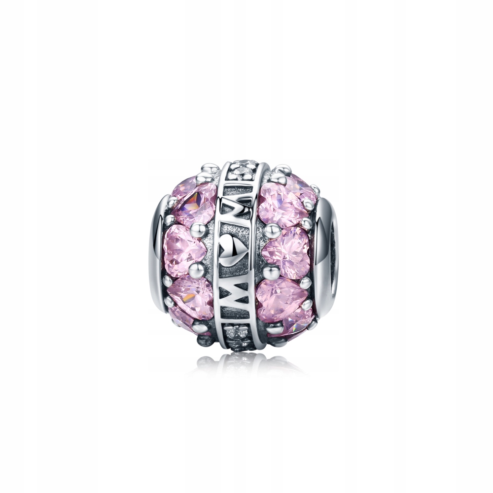 Stříbrný přívěsek Ornamo Kulička „Miluji maminku“ Zirkon růžová Stříbro o ryzosti 925